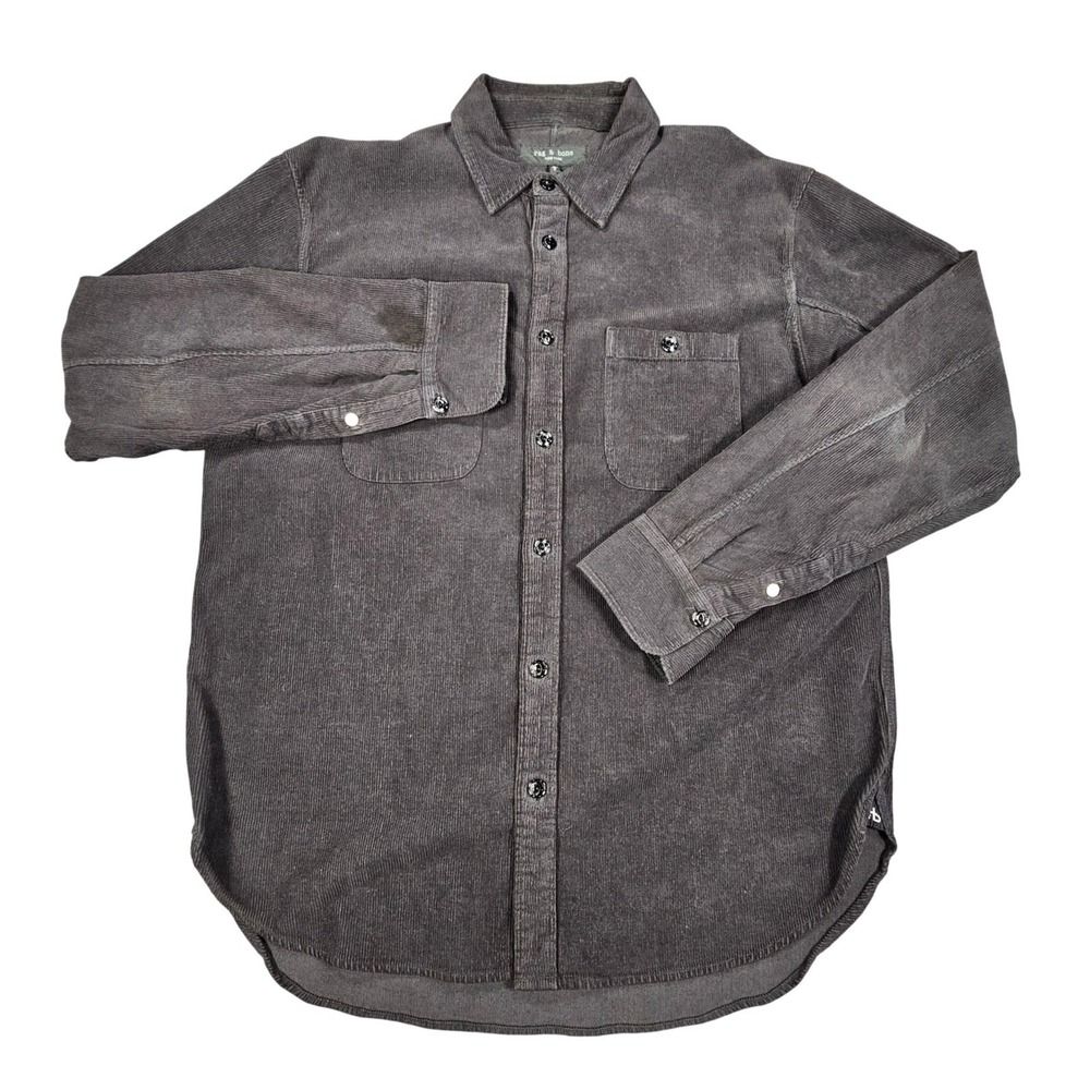 rag & bone Men's Finch Fine Corduroy Button Down Shirt Long Sleeve Brown Size L